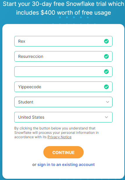 Snowflake Getting Started - YippeeCode